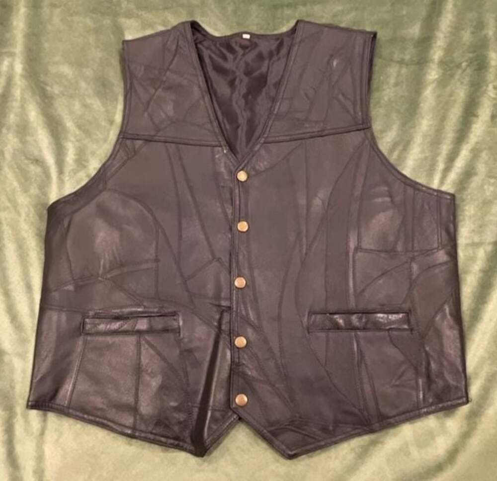 Navarre Leather Company Black Patchwork Genuine Leather Biker Vest